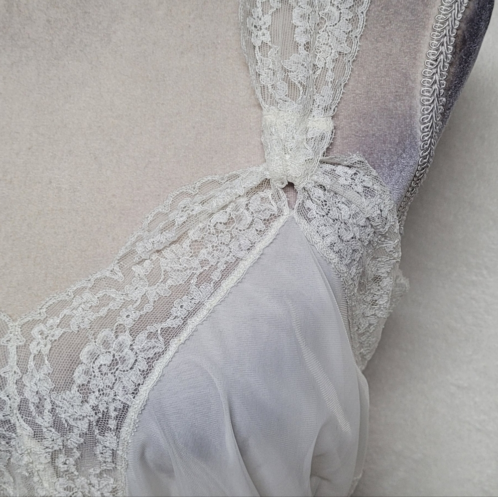 Lady Leonora Rare Vintage 40s White Chiffon Pink Satin Lace Peignoir Two-Piece - Picture 5 of 16